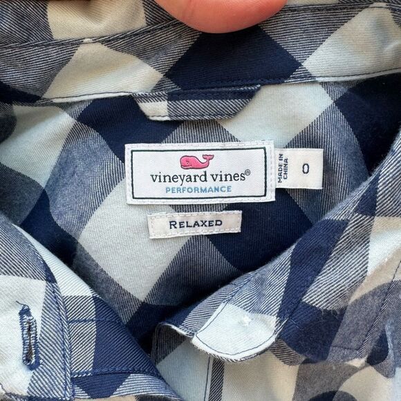 Vineyard Vines Relaxed Carmel Buffalo Check Performance Flannel Button Down Sz 0 - Picture 9 of 14